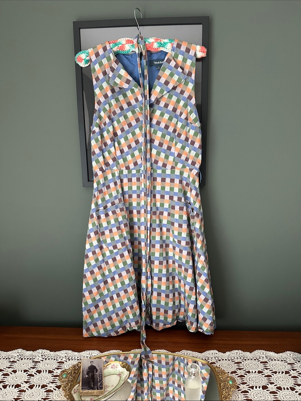 Modcloth Multi-Color Check Midi Dress